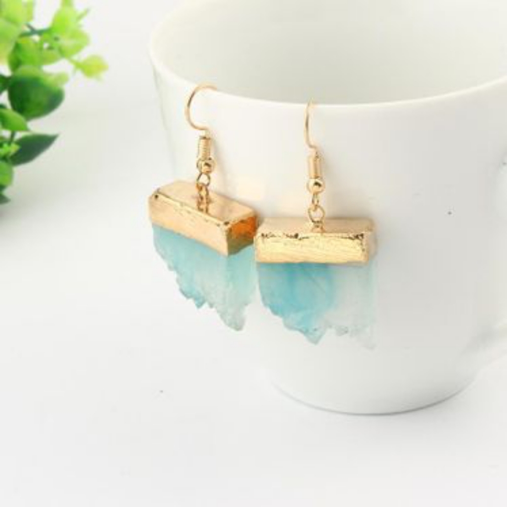 Blue Ice Resin Drop Style Earrings